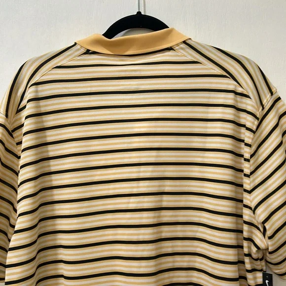 NIKE MENS POLO SHIRT DRY FIT SHORT SLEVEE GOLD STRIPED BLACK SZ XL NEW - Picture 3 of 11